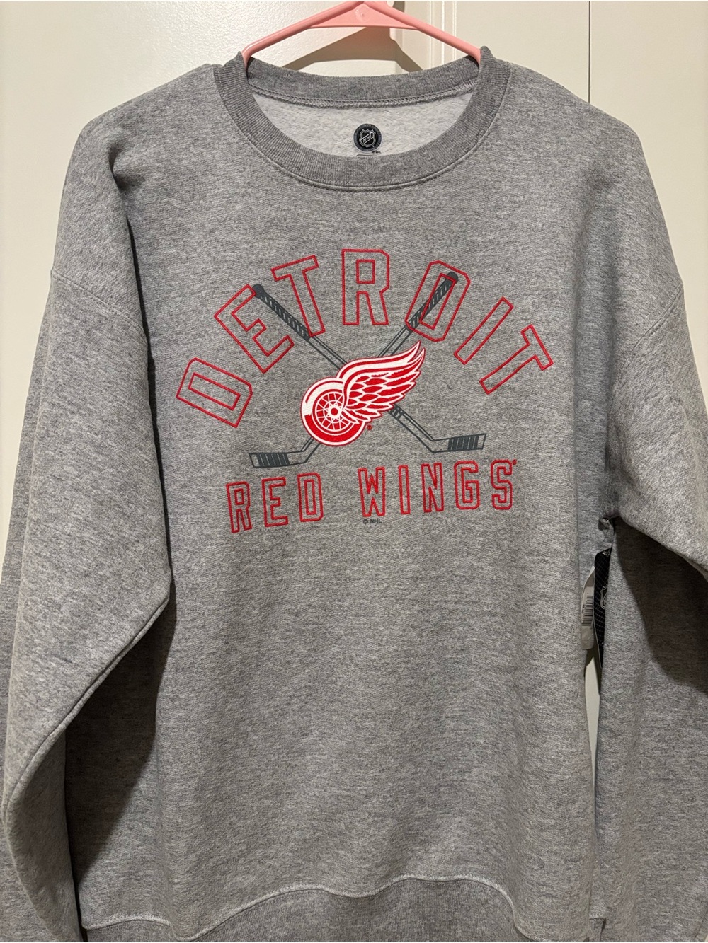 NHL Detroit Red Wings Gray Sweatshirt with Red Logo
